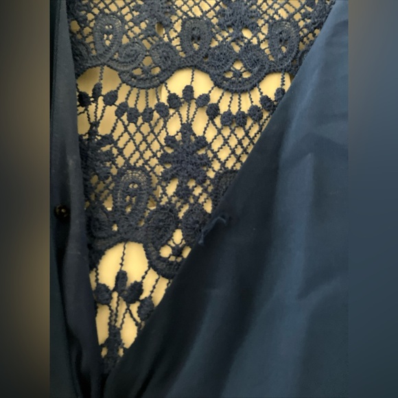 ALTAR'D STATE Blue Long Sleeve Open Lace Back Romper Small With Belt - Picture 2 of 5